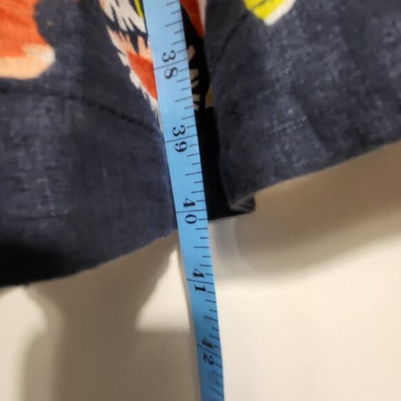 Lands End Blue Floral 100% Linen Garden Print Sleeveless Dress Size 14 Petite - Picture 9 of 11